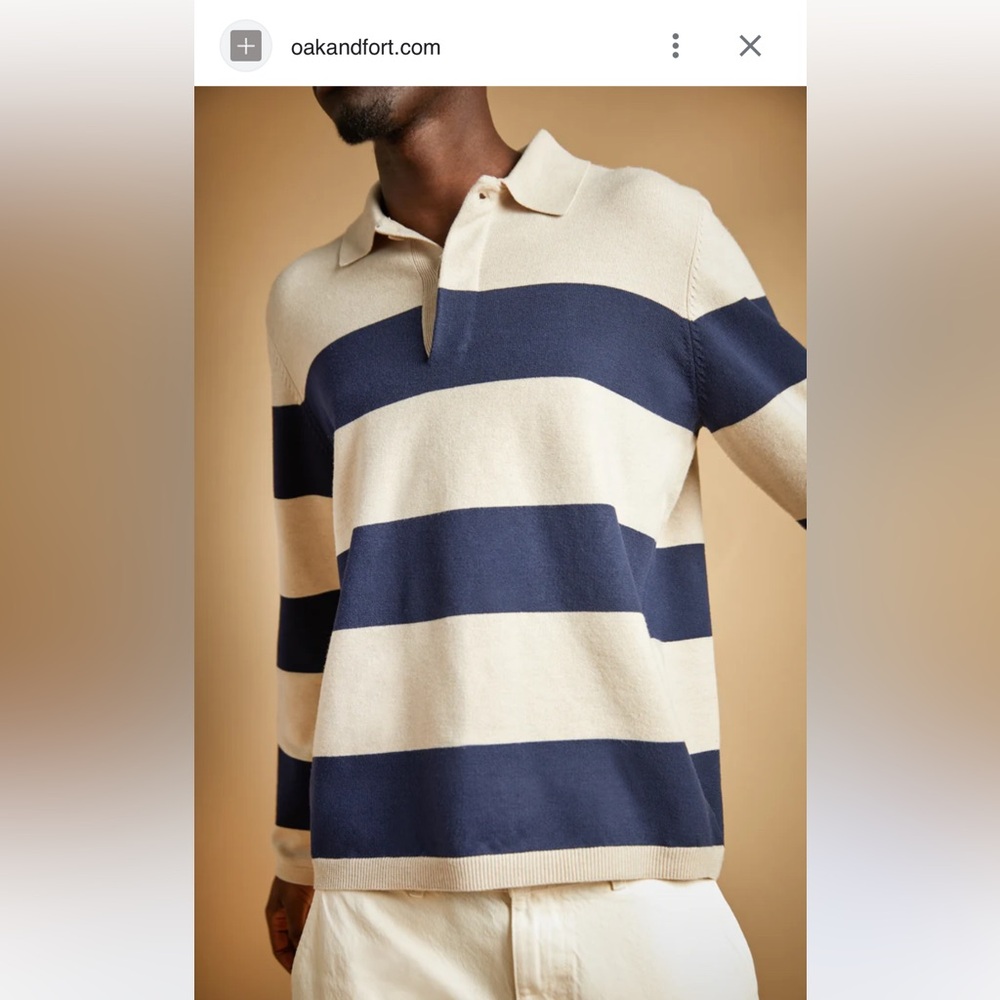 Oak+fort Striped Navy and Cream Sweater